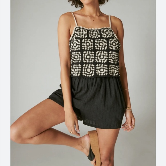 Lucky Brand Pants - Lucky brand crochet granny knit romper